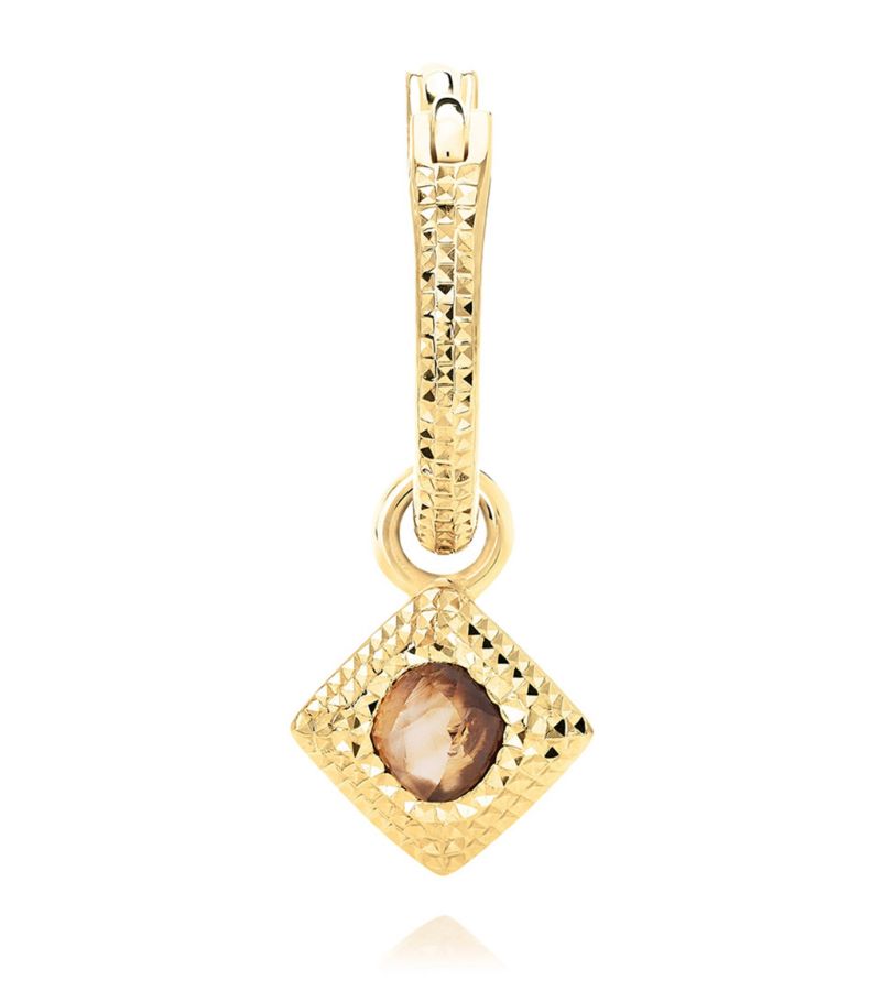 De Beers Jewellers De Beers Jewellers Yellow Gold And Brown Diamond Talisman Hoop Earring