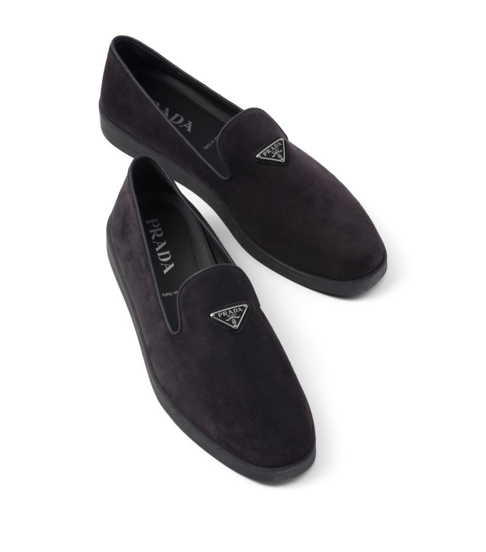 Prada Prada Suede Triangle Slippers