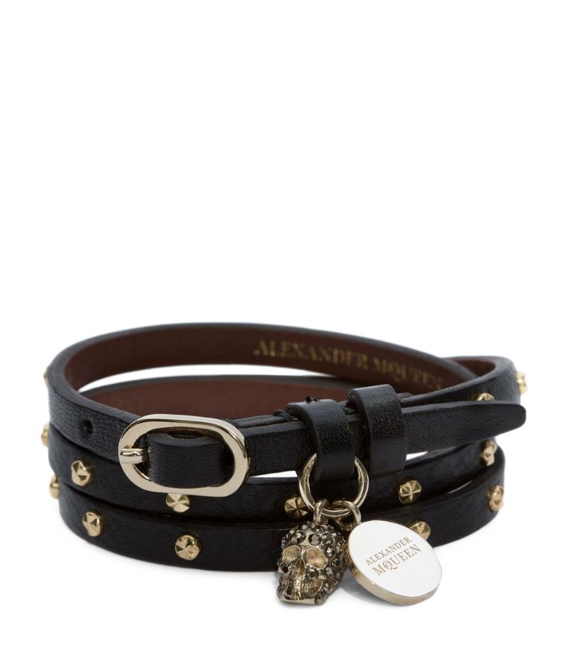 Alexander McQueen Alexander McQueen Leather Double-Wrap Bracelet