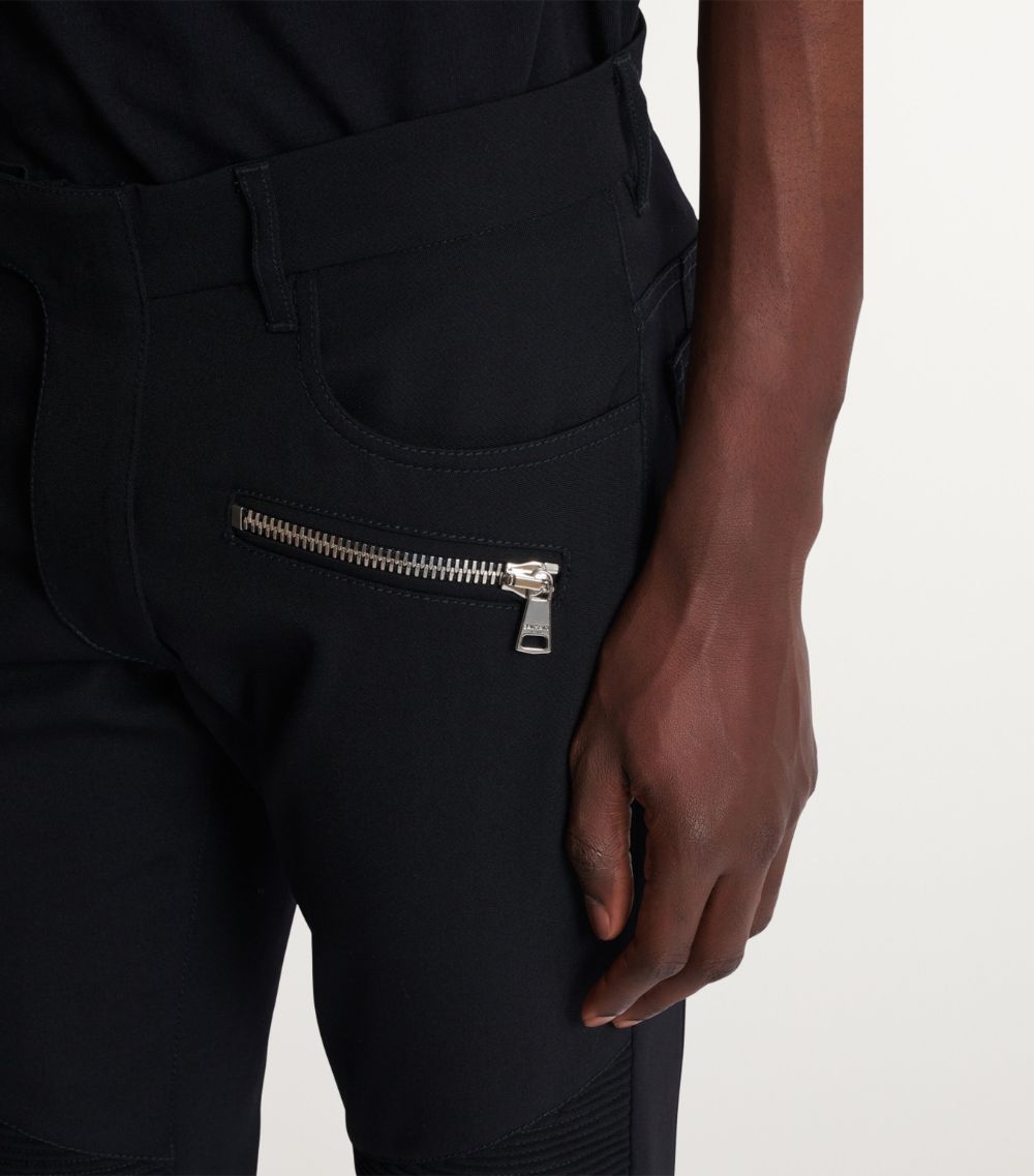 Balmain Balmain Stretch-Wool Biker Trousers