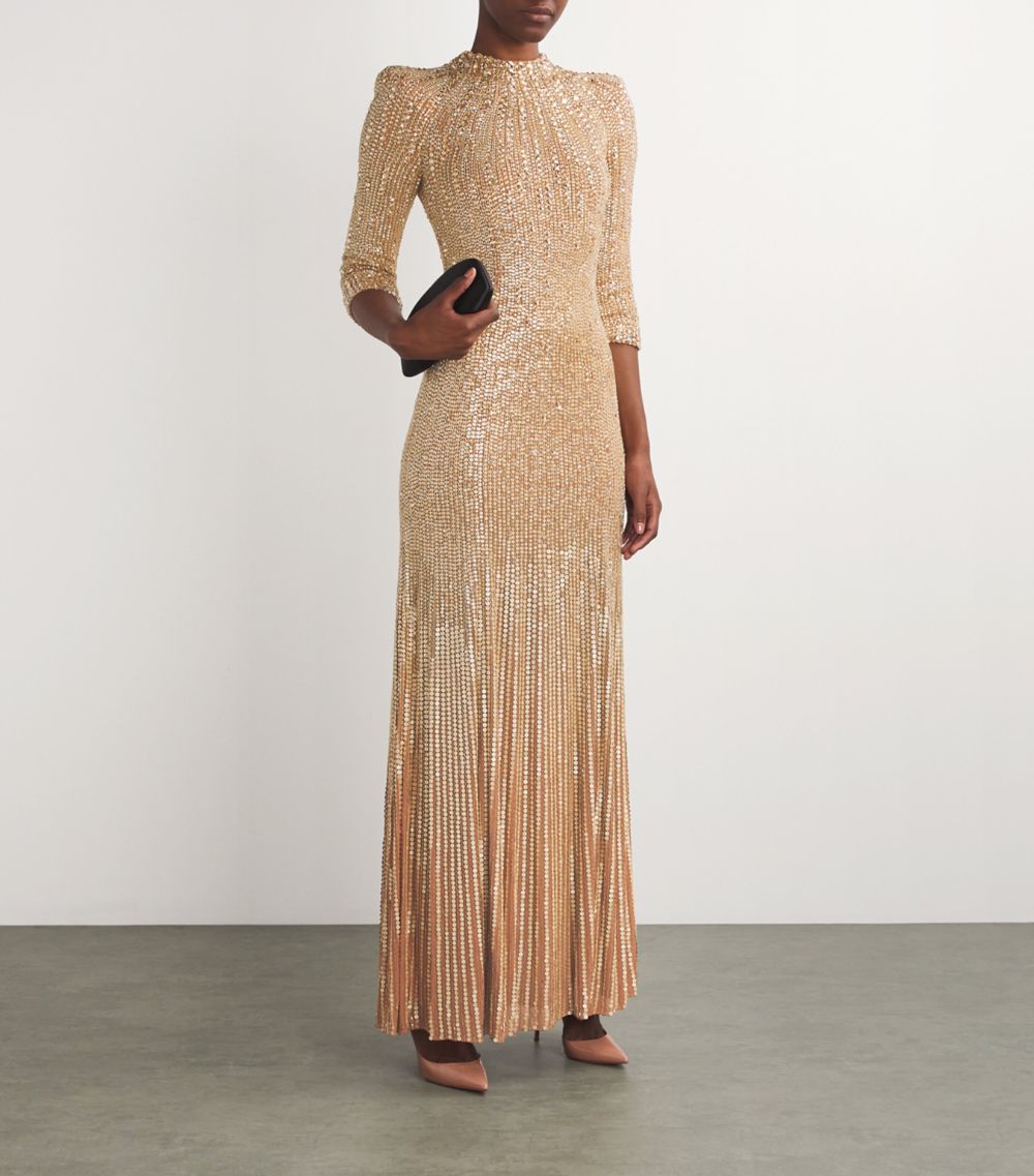 Jenny Packham Jenny Packham Aurora High-Neck Embellished Gown