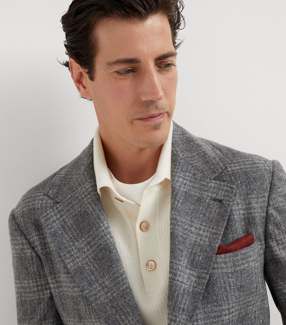 Brunello Cucinelli Brunello Cucinelli Silk-Wool-Cashmere Check Blazer