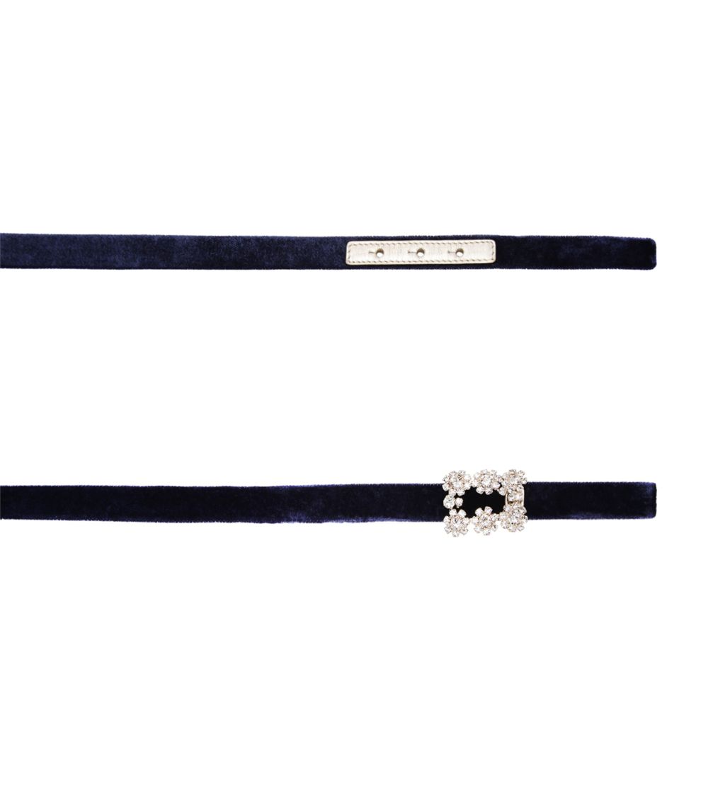 Roger Vivier Roger Vivier Velvet Flower Strass Buckle Belt