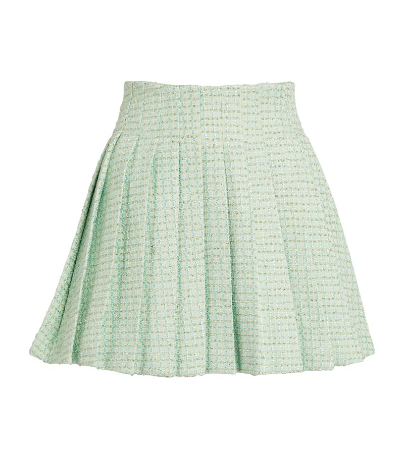 Self-Portrait Self-Portrait Tweed Pleated Mini Skirt