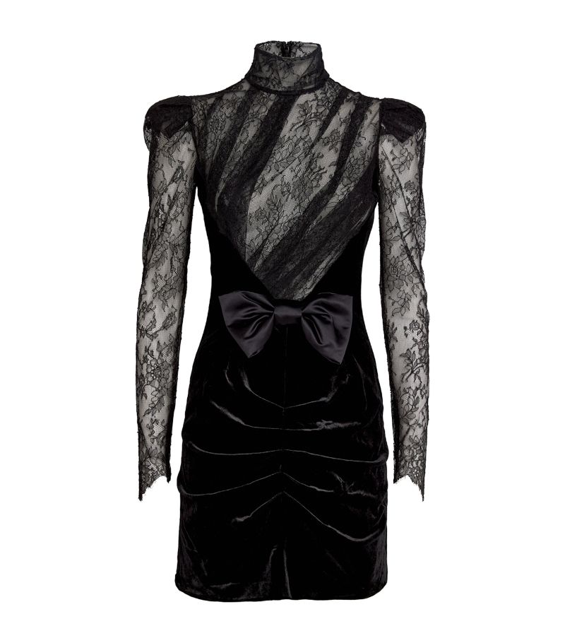 Alessandra Rich Alessandra Rich Velvet-Lace Mini Dress