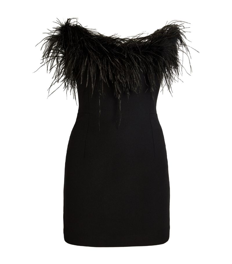  The New Arrivals Ilkyaz Ozel Feather-Trim Cynthia Mini Dress