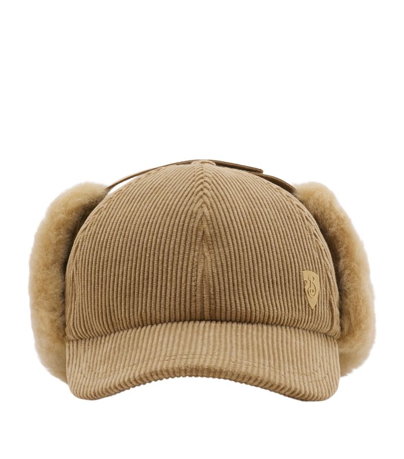 Burberry Burberry Corduroy And Shearling-Trim Trapper Cap