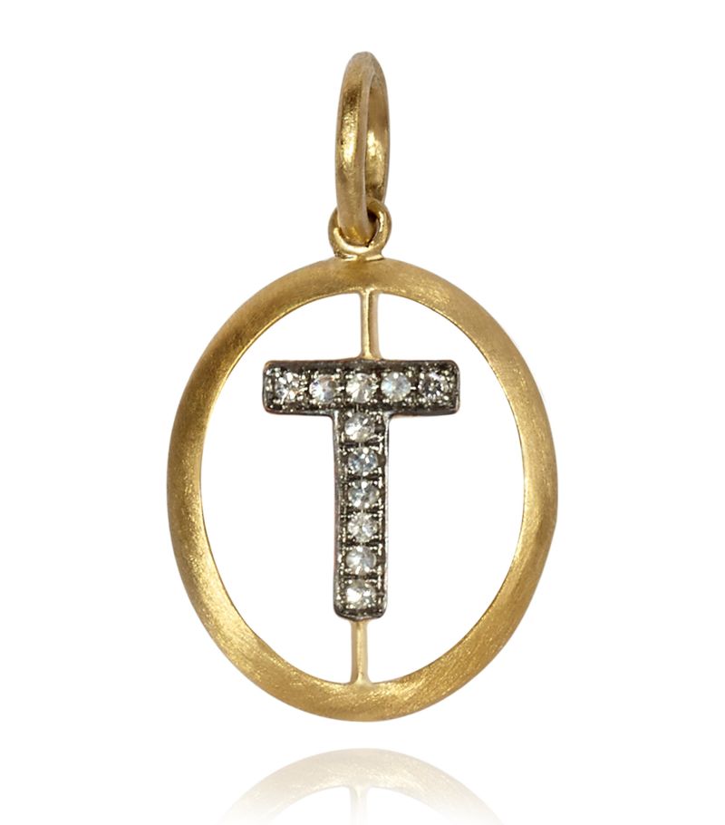 Annoushka Annoushka Yellow Gold And Diamond Initial T Pendant