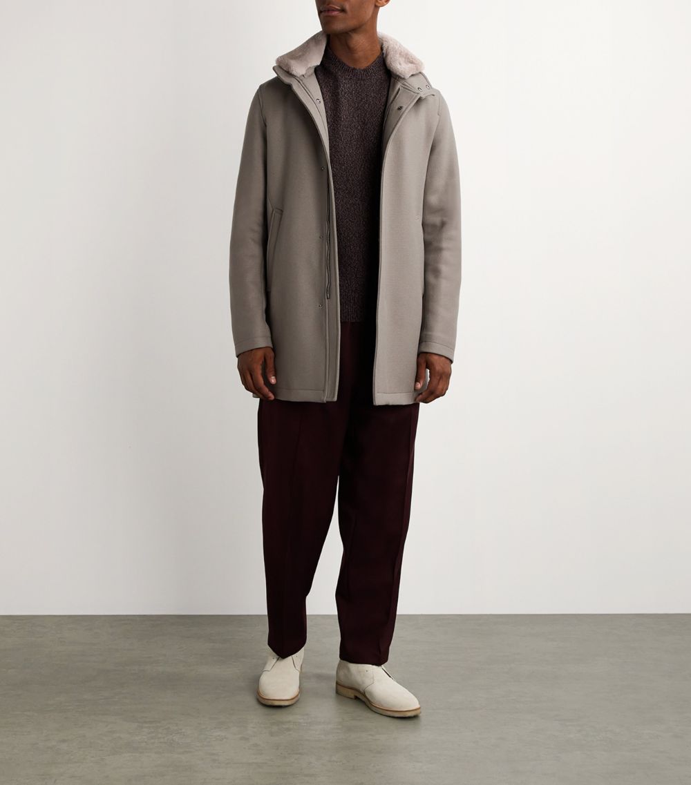 Herno Herno Wool Fur-Trim Car Coat