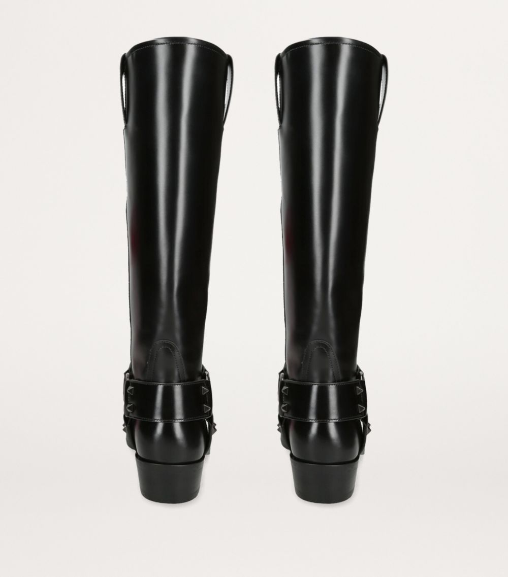 VALENTINO GARAVANI Valentino Garavani Leather Rockstud Knee-High Boots 40