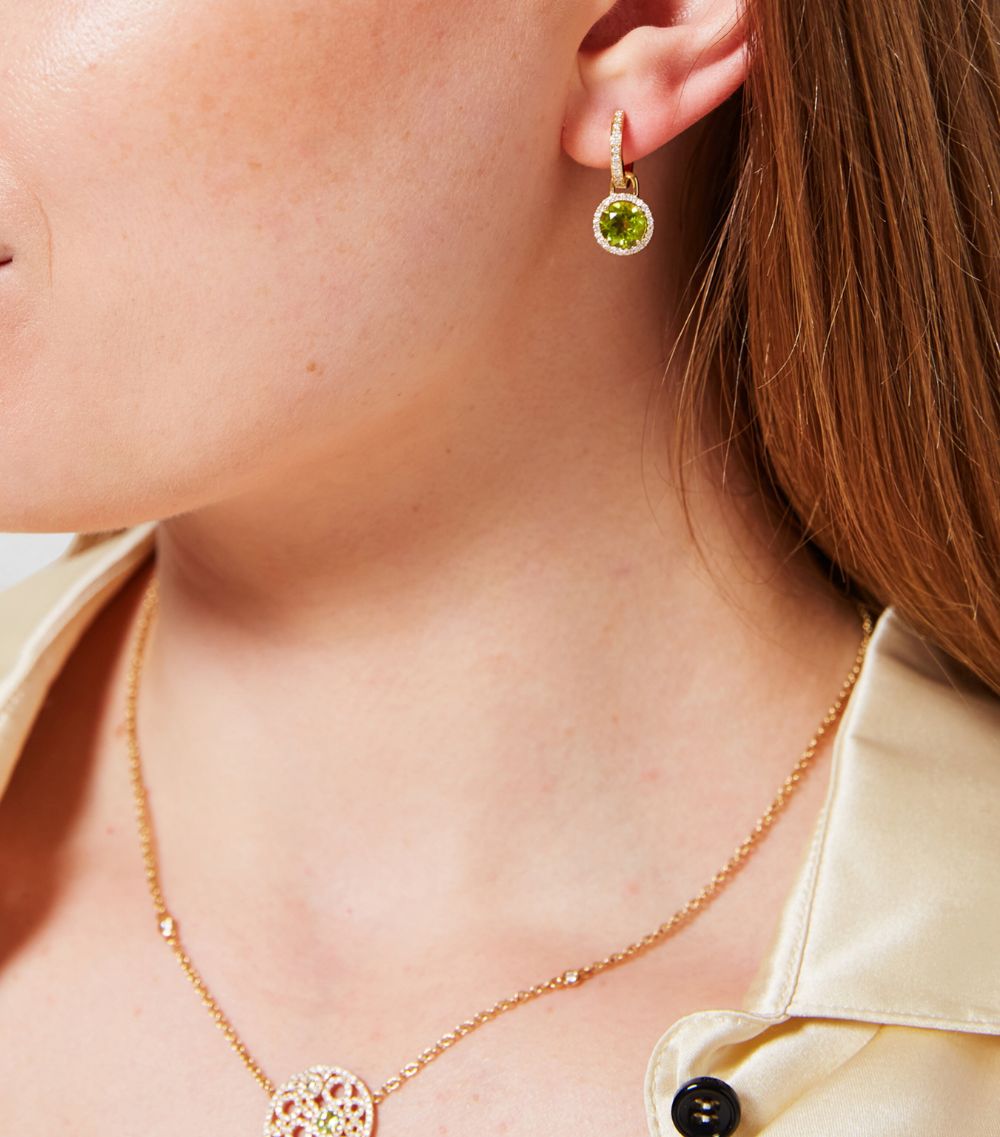 Kiki Mcdonough Kiki Mcdonough Mini Yellow Gold, Diamond And Peridot Grace Drop Earrings