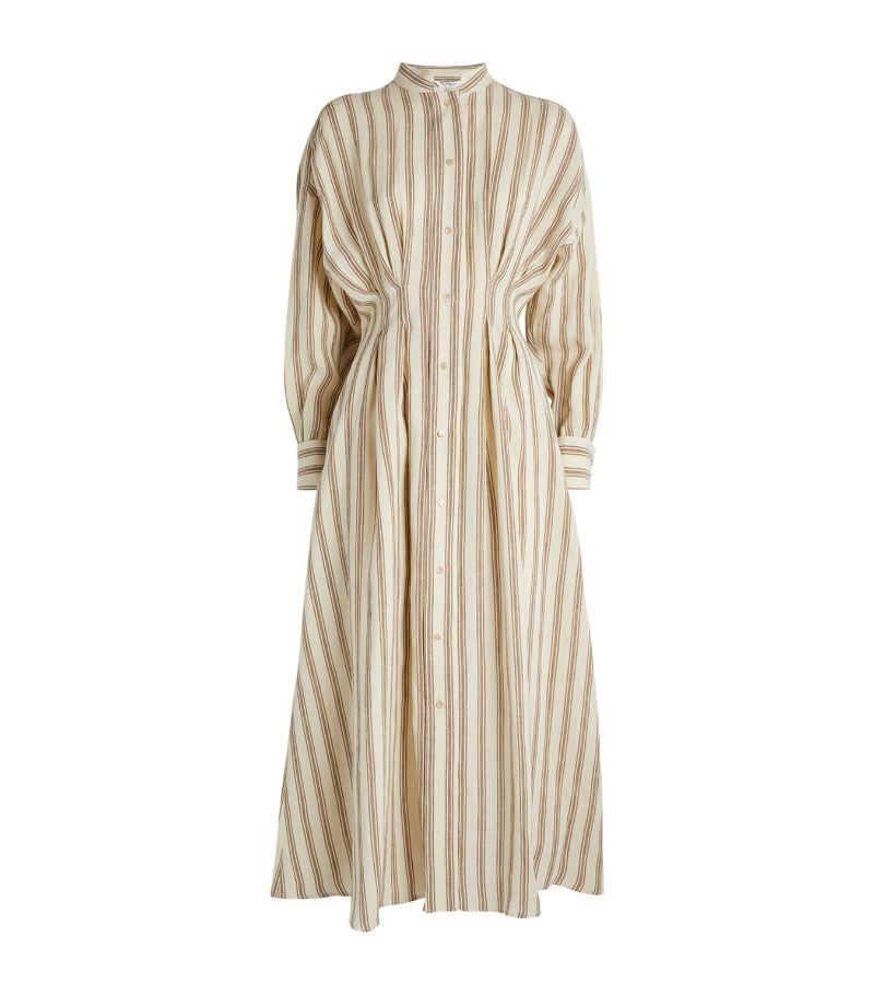 Max Mara Max Mara Linen Striped Yole Midi Dress