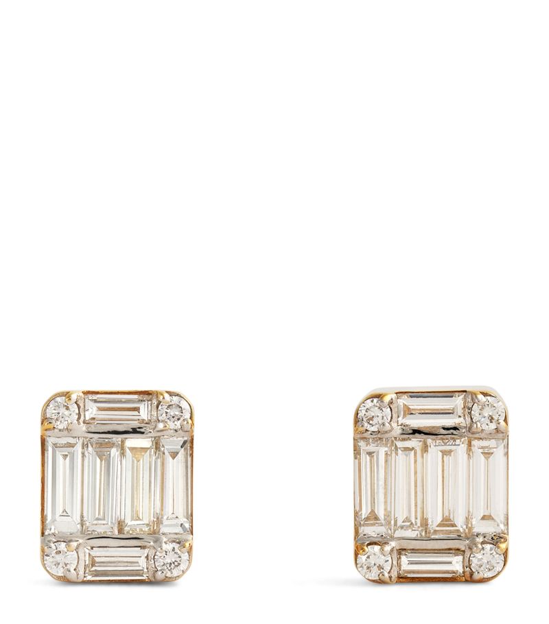 Nadine Aysoy Nadine Aysoy Yellow Gold And Diamond Catena Illusion Stud Earrings