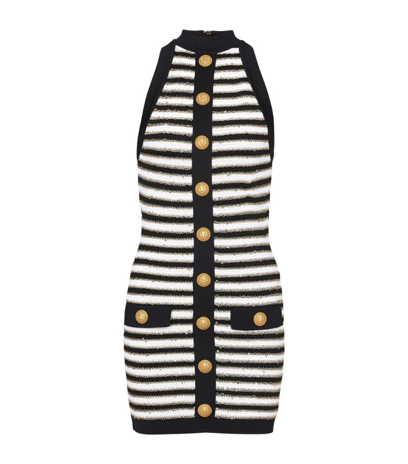 Balmain Balmain Striped-Knit Mini Dress