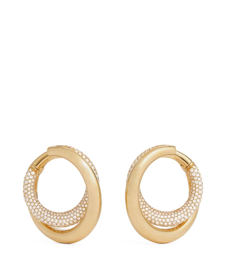 Engelbert Engelbert Yellow Gold And Diamond Half Loop Earrings