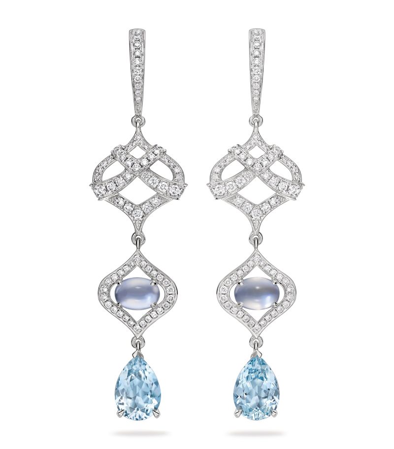 Boodles Boodles White Gold, Diamond And Aquamarine Woodland Drop Earrings