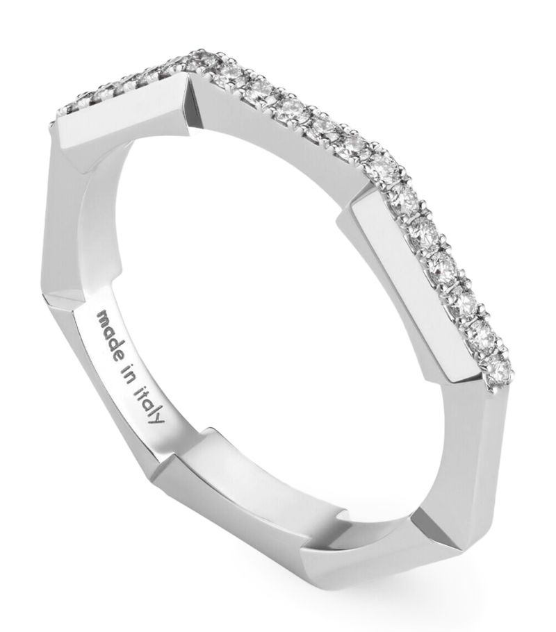 Gucci Gucci White Gold And Pavé Diamond Link To Love Ring