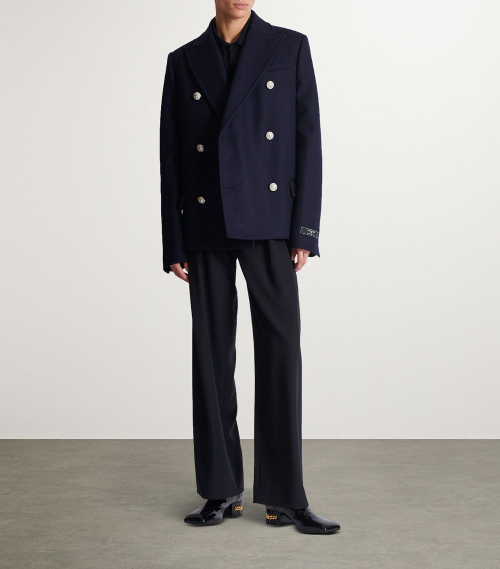 Balmain Balmain Wool-Blend Double-Breasted Pea Coat