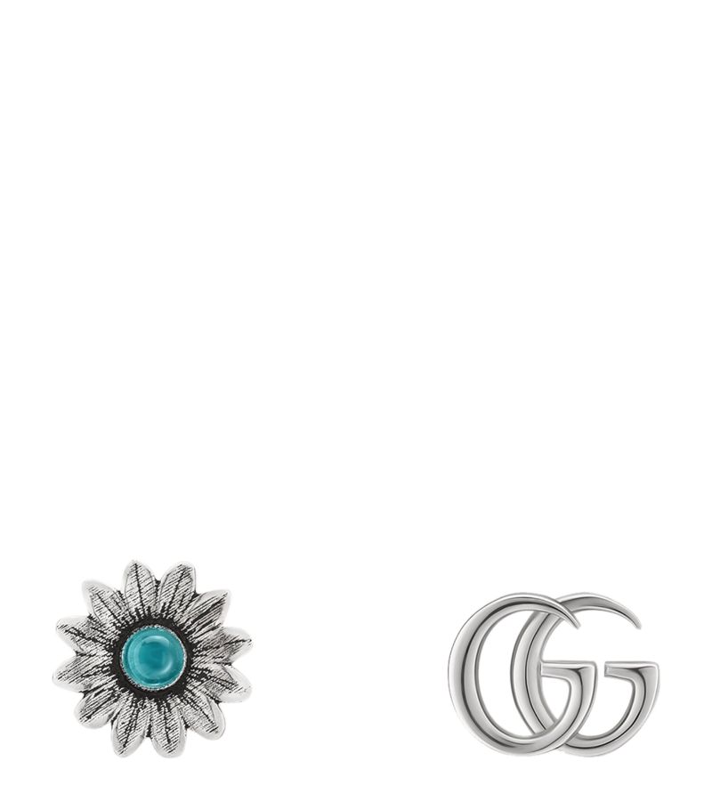 Gucci Gucci Sterling Silver Double G Flower Stud Earrings