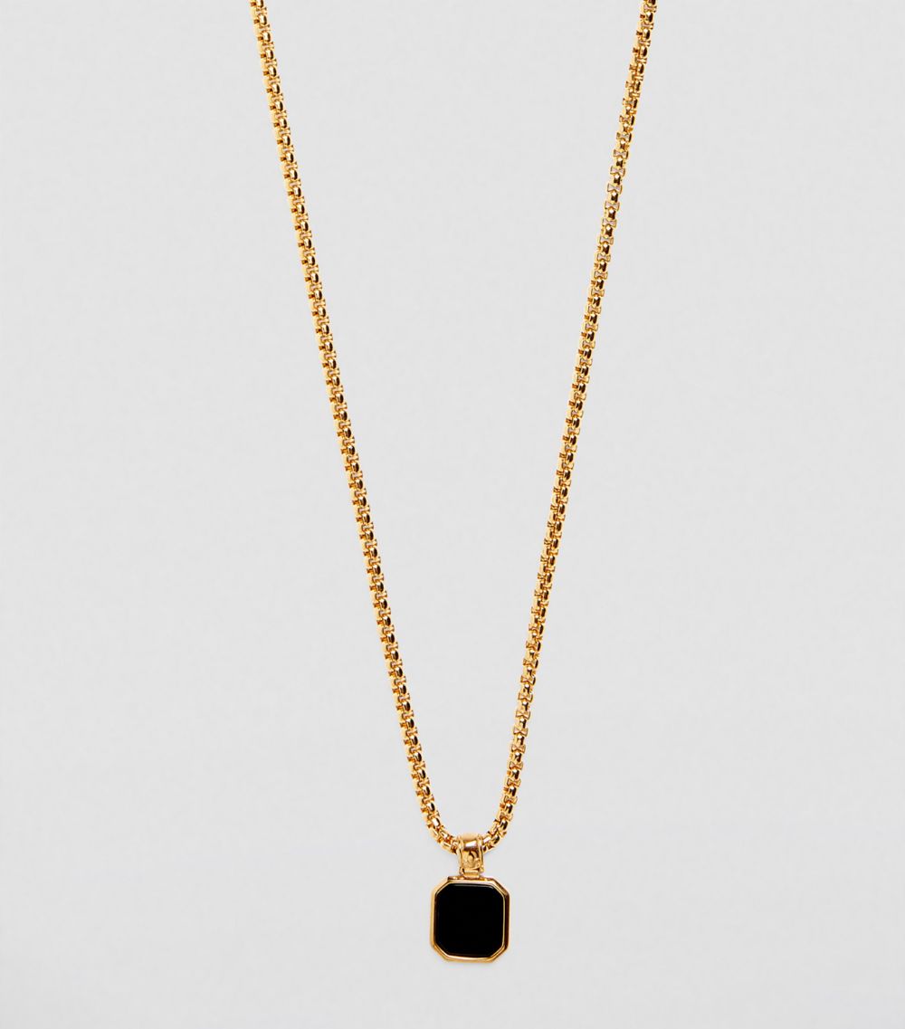 Nialaya Jewelry Nialaya Jewelry Gold-Plated Onyx Pendant Necklace