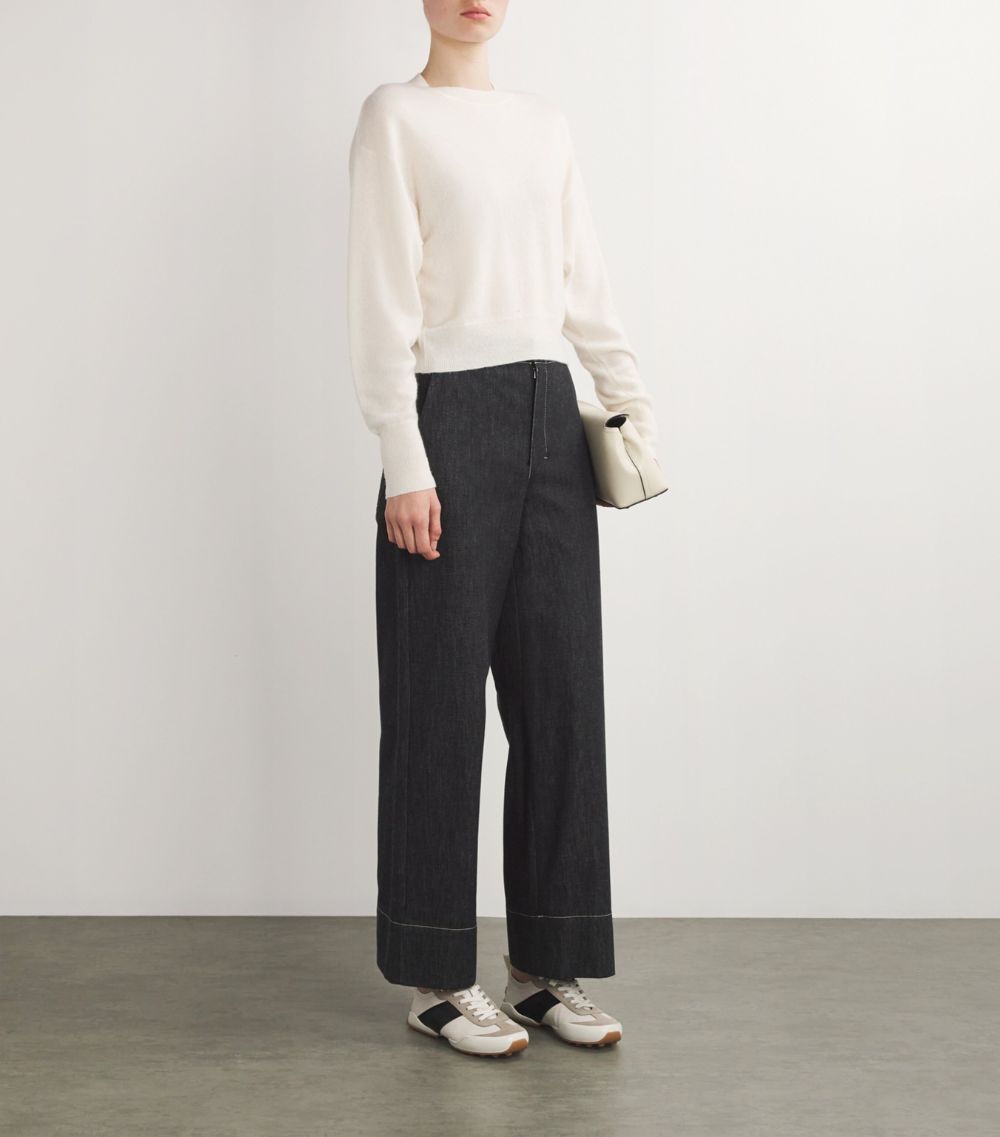 Max Mara Max Mara Cotton Denim-Effect Trousers