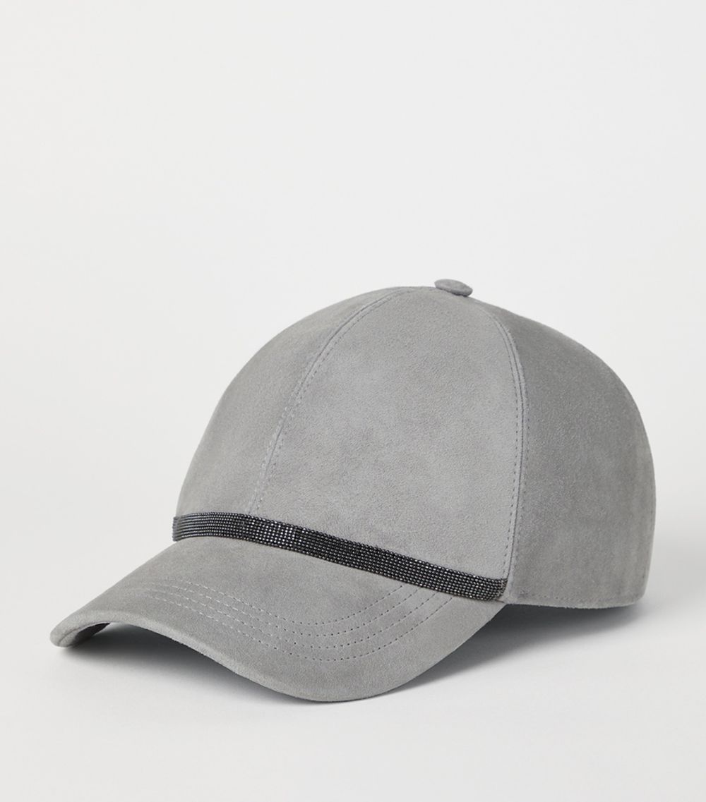 Brunello Cucinelli Brunello Cucinelli Suede Monili-Trim Baseball Cap