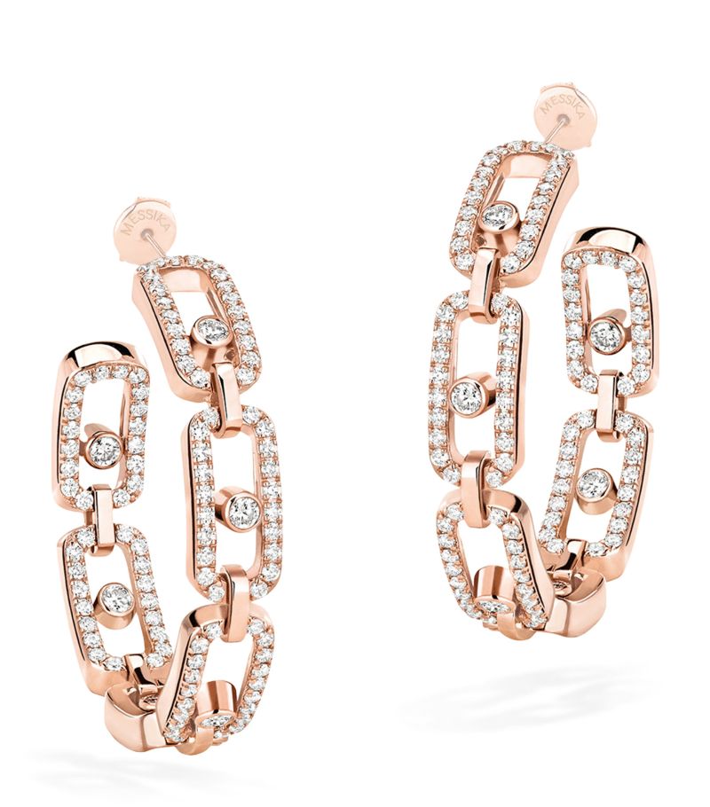 Messika Messika Small Rose Gold And Diamond Move Link Hoop Earrings