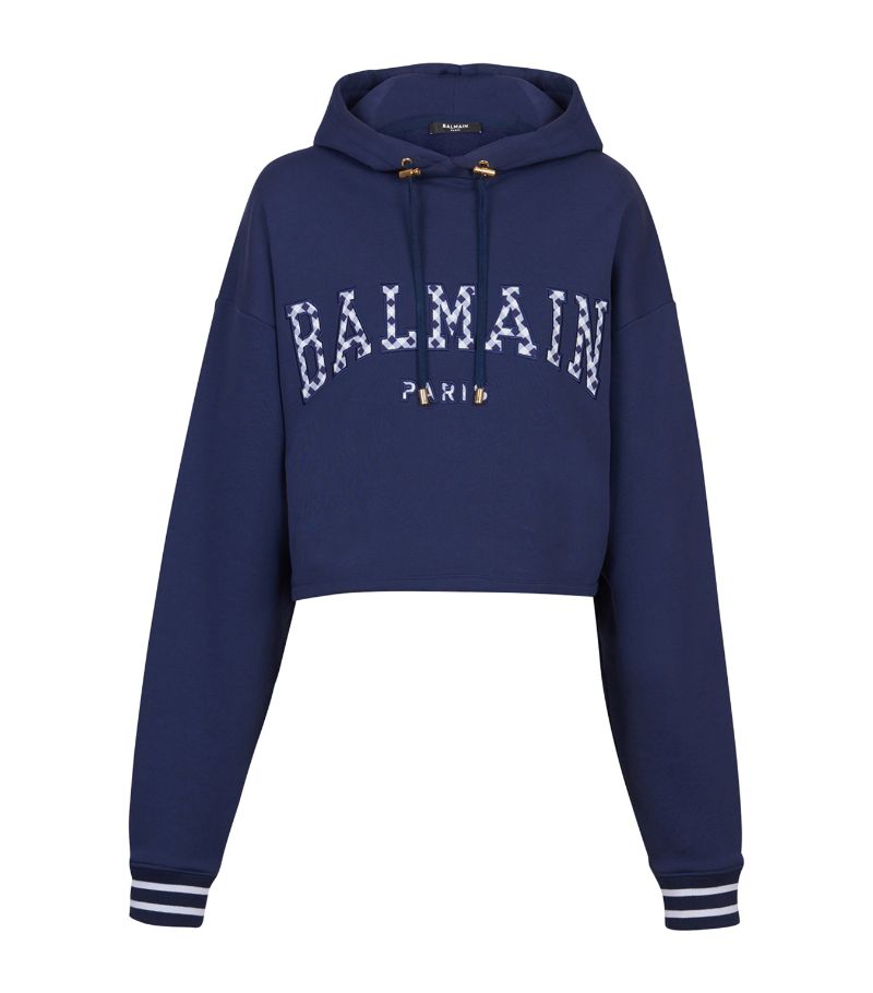 Balmain Balmain Gingham-Logo Hoodie