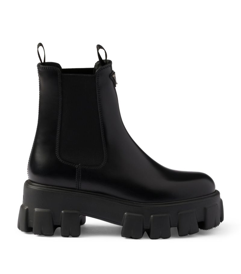 Prada Prada Leather Monolith Ankle Boots 55