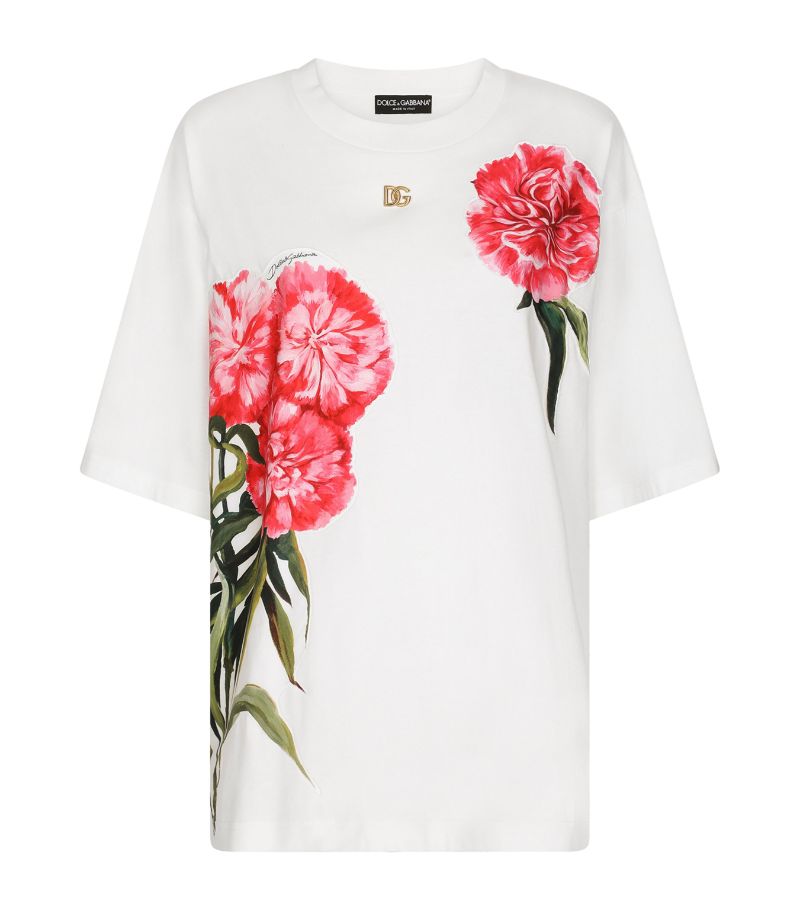 Dolce & Gabbana Dolce & Gabbana Carnation Print Cotton T-Shirt