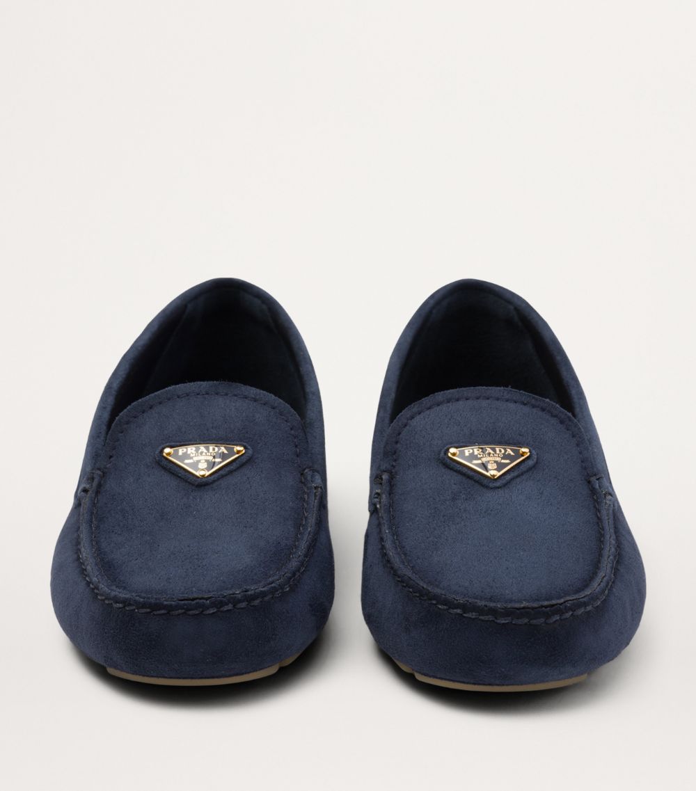 Prada Prada Suede Triangle Driving Loafers