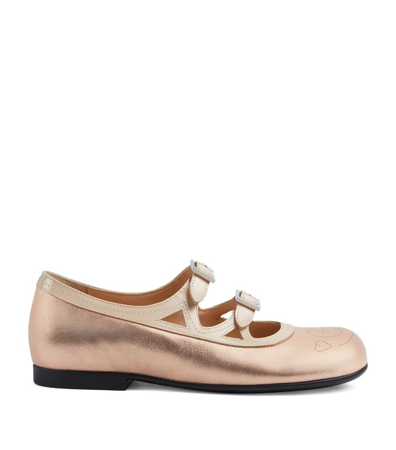 Gucci Gucci Kids Leather Double G Ballet Flats