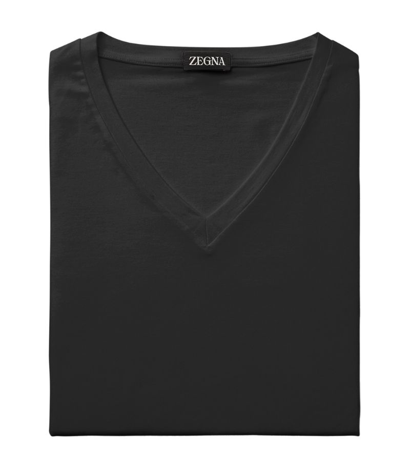 zegna Zegna Cotton-Blend V-Neck T-Shirt