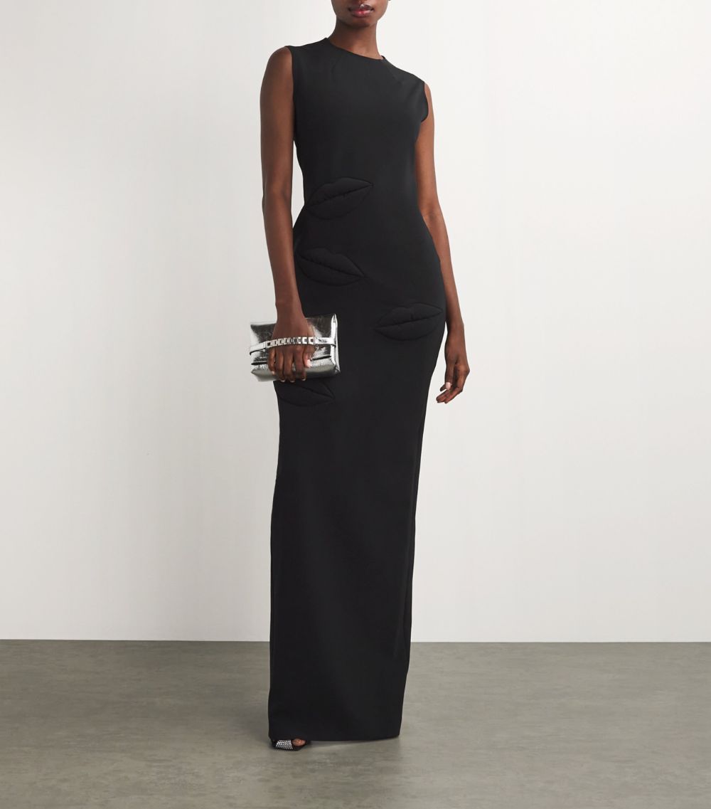 A.W.A.K.E. MODE A. W.A. K.E. Mode 3D Lip Appliqué Maxi Dress