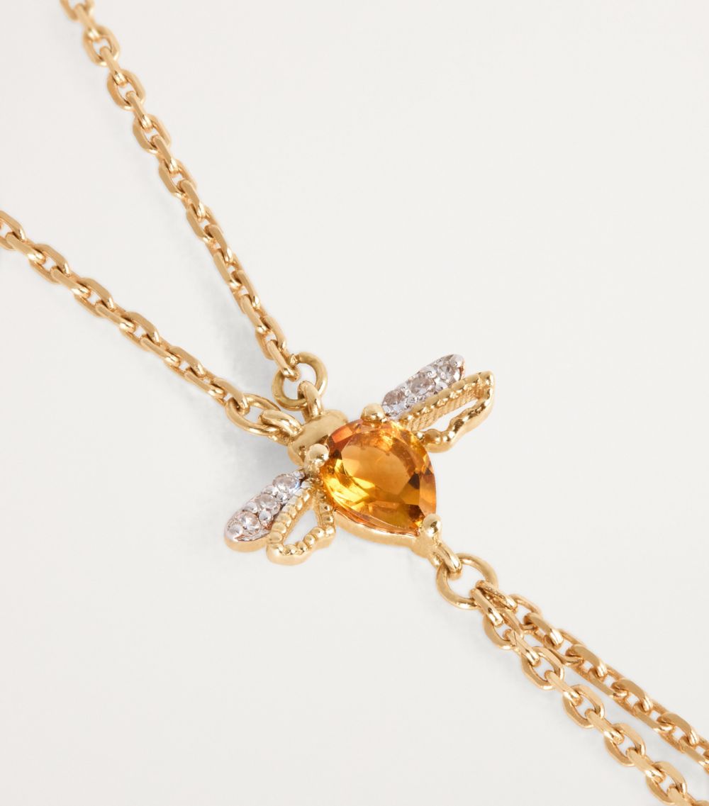 Bee Goddess Bee Goddess Rose Gold, Diamond And Citrine Honey Hand Bracelet