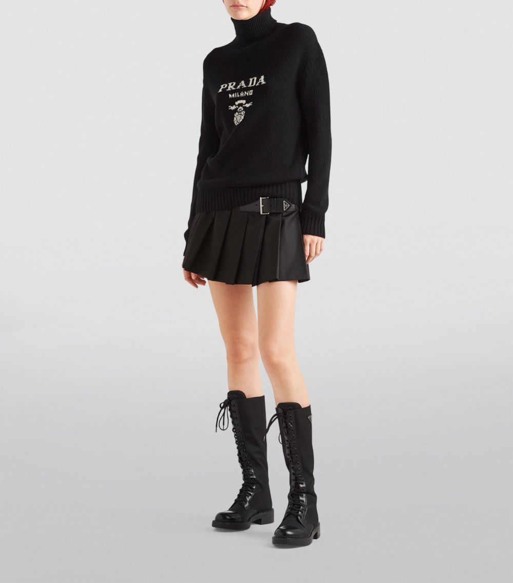 Prada Prada Cashmere-Wool Rollneck Logo Sweater