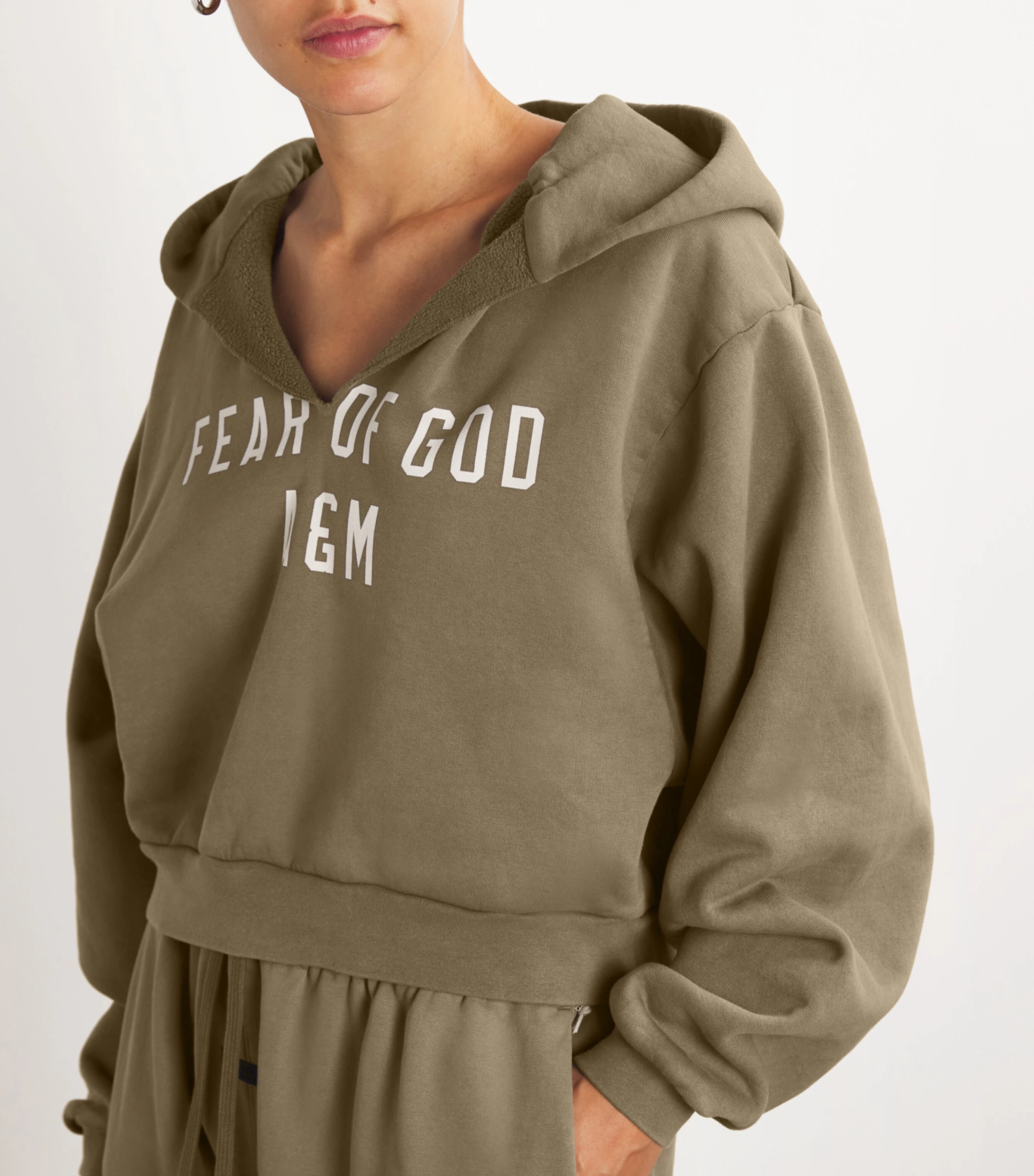 Fear Of God Fear Of God Cotton Cropped V-Neck Hoodie