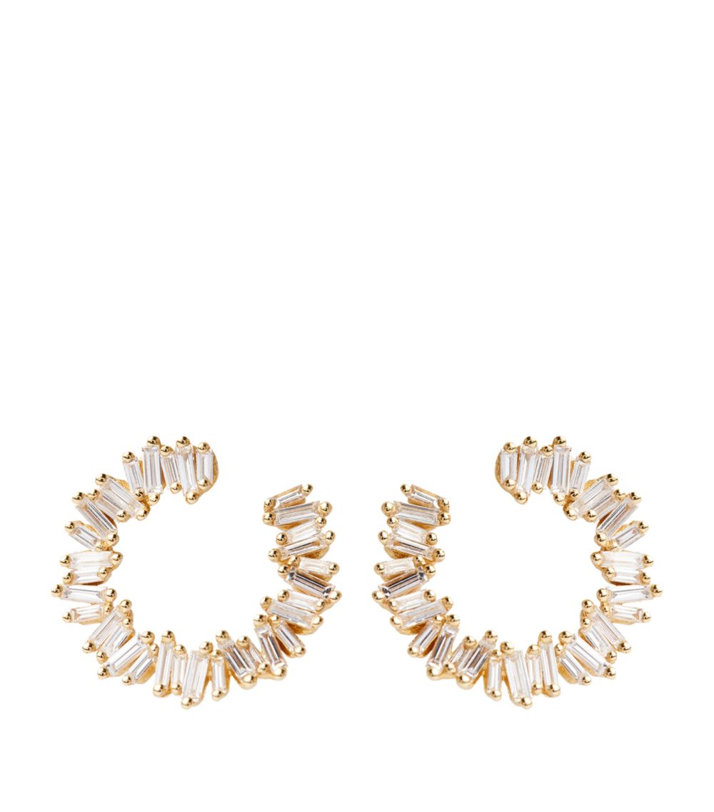 Suzanne Kalan Suzanne Kalan Mini Yellow Gold And Diamond Classic Hoop Earrings