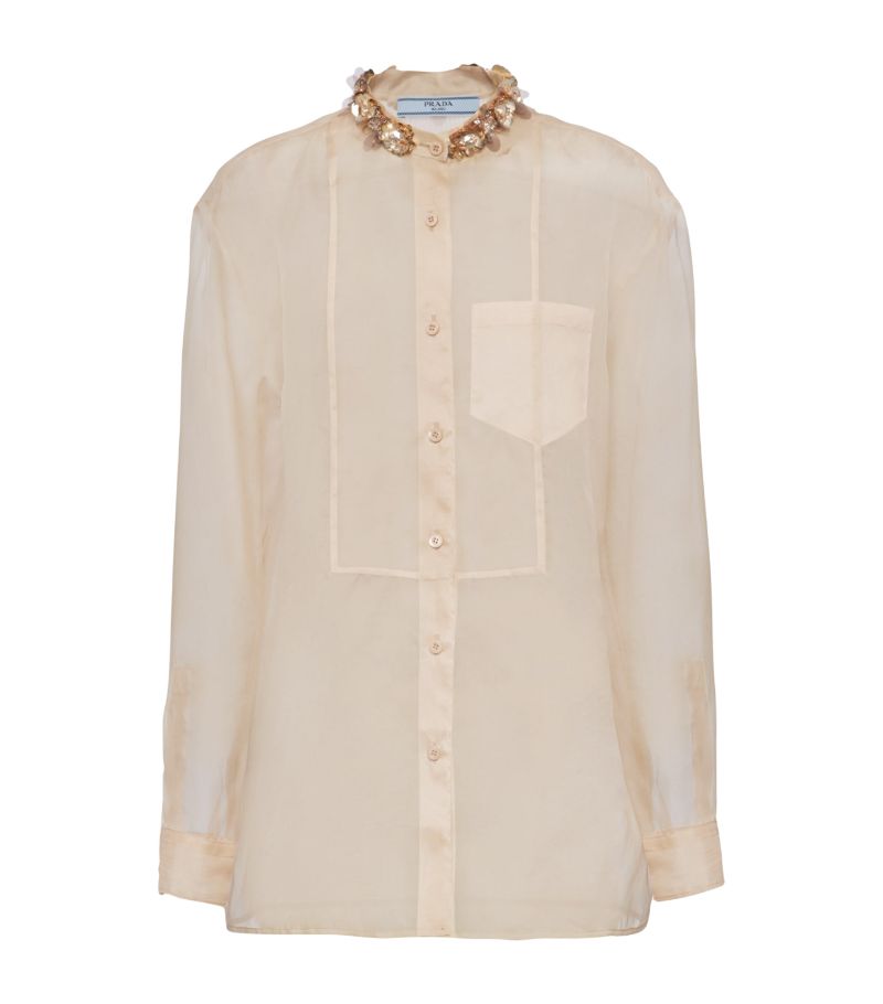 Prada Prada Silk Embellished Shirt