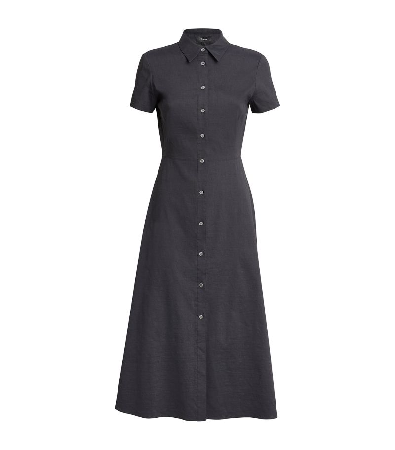 Theory Theory Linen-Blend Shirt Midi Dress