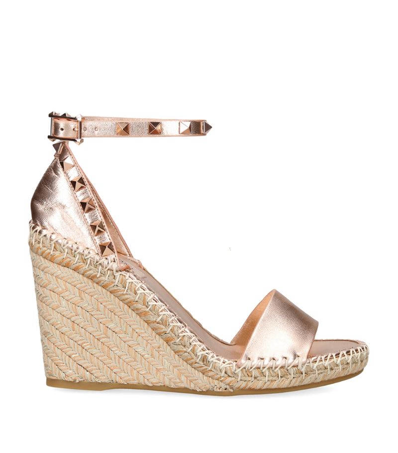 VALENTINO GARAVANI Valentino Garavani Leather Rockstud Espadrille Wedges 105