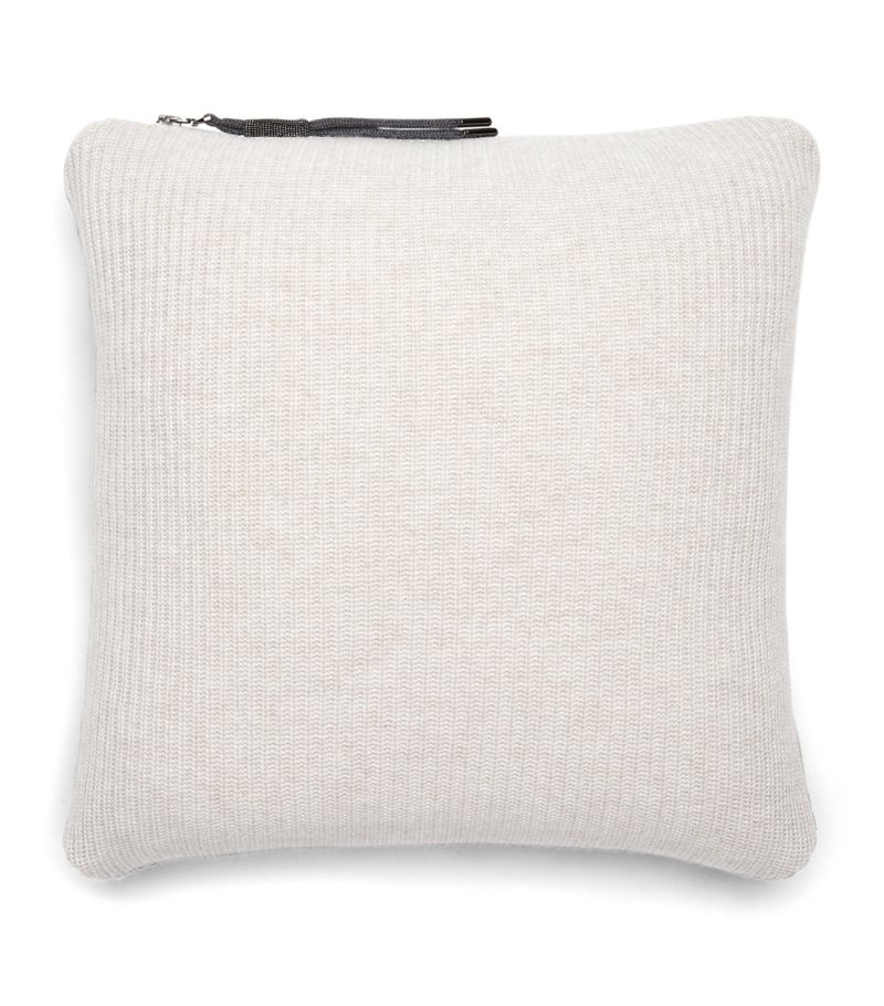 Brunello Cucinelli Brunello Cucinelli Cashmere Ribbed Cushion (40Cm X 40Cm)