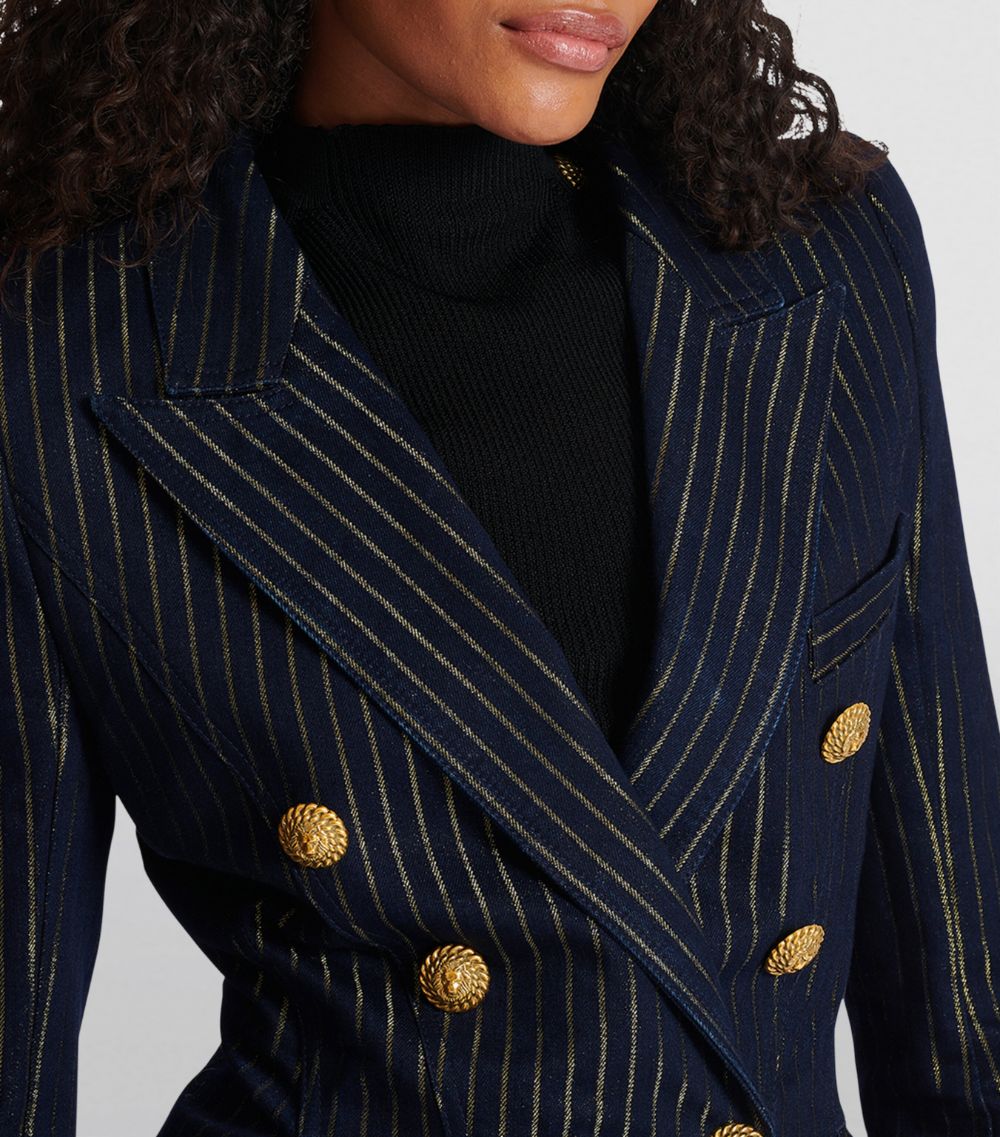 Balmain Balmain Fitted Pinstripe Denim Jacket