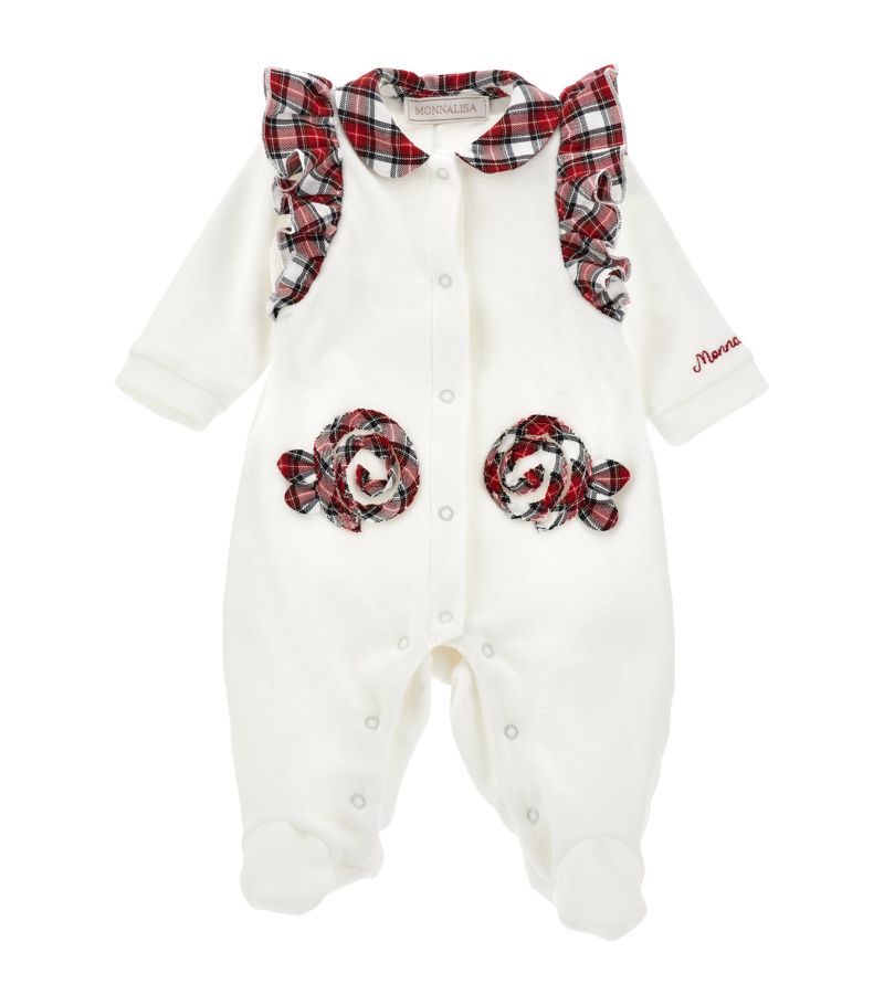 Monnalisa Monnalisa Chenille Tartan-Trim All-In-One (1-9 Months)