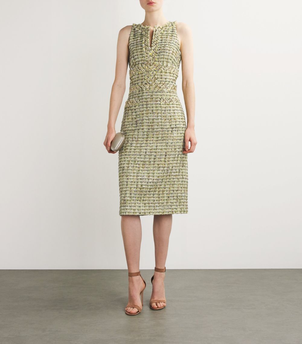 St. John St. John Tweed Embellished Midi Dress