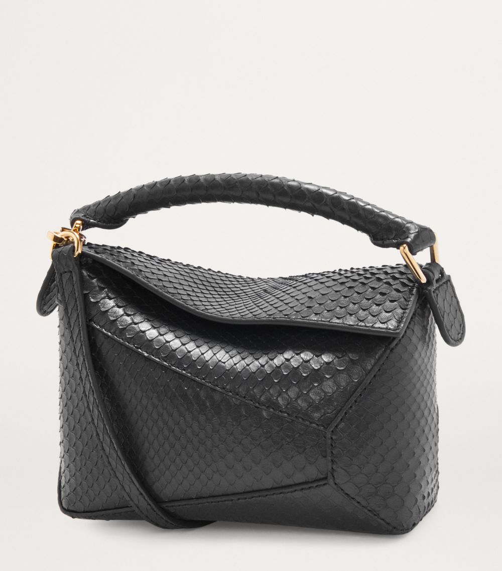 Loewe Loewe Mini Snakeskin Puzzle Edge Top-Handle Bag