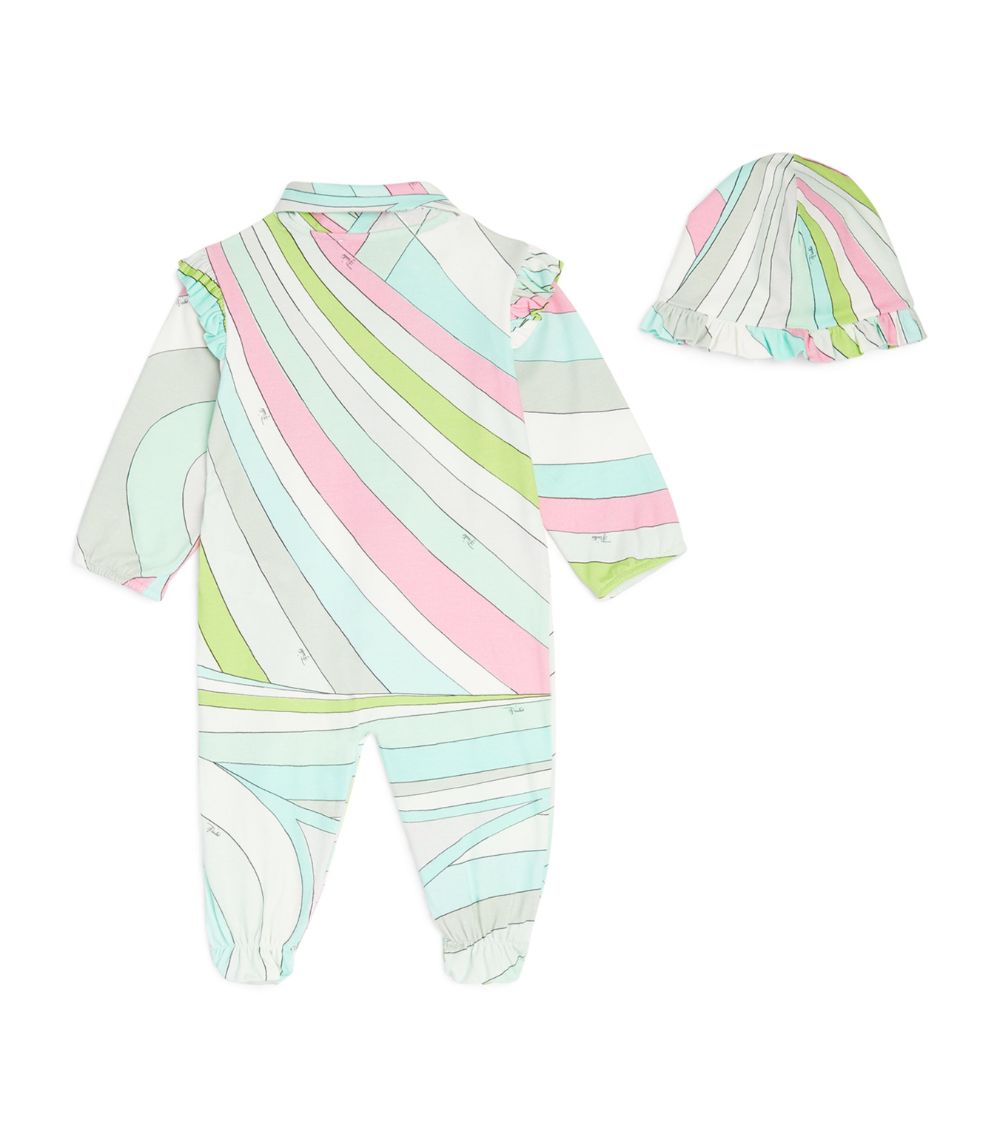 Pucci Junior PUCCI Junior Marmo Print All-In-One and Hat Set (3-9 Months)