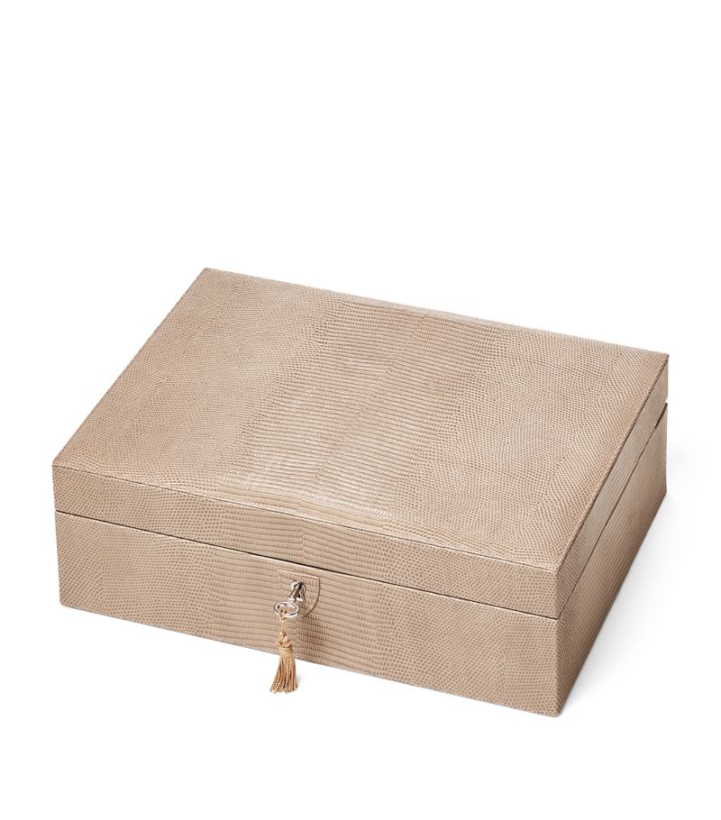  Aspinal Of London Croc-Embossed Grand Luxe Jewellery Box