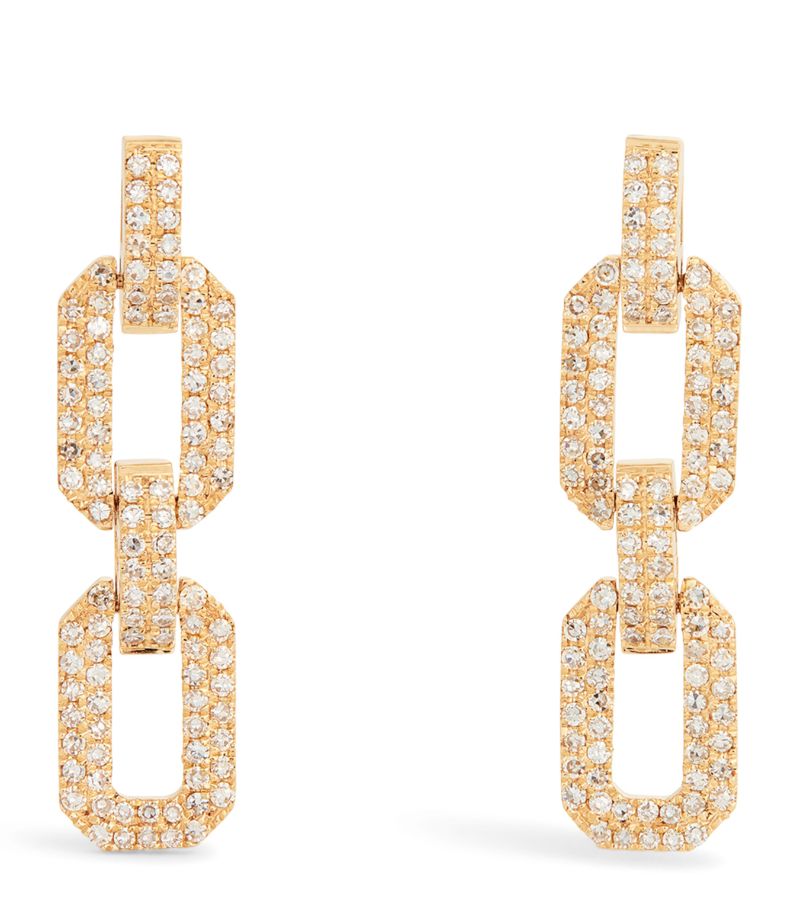 Shay Shay Yellow Gold And Diamond Deco Chain Earrings
