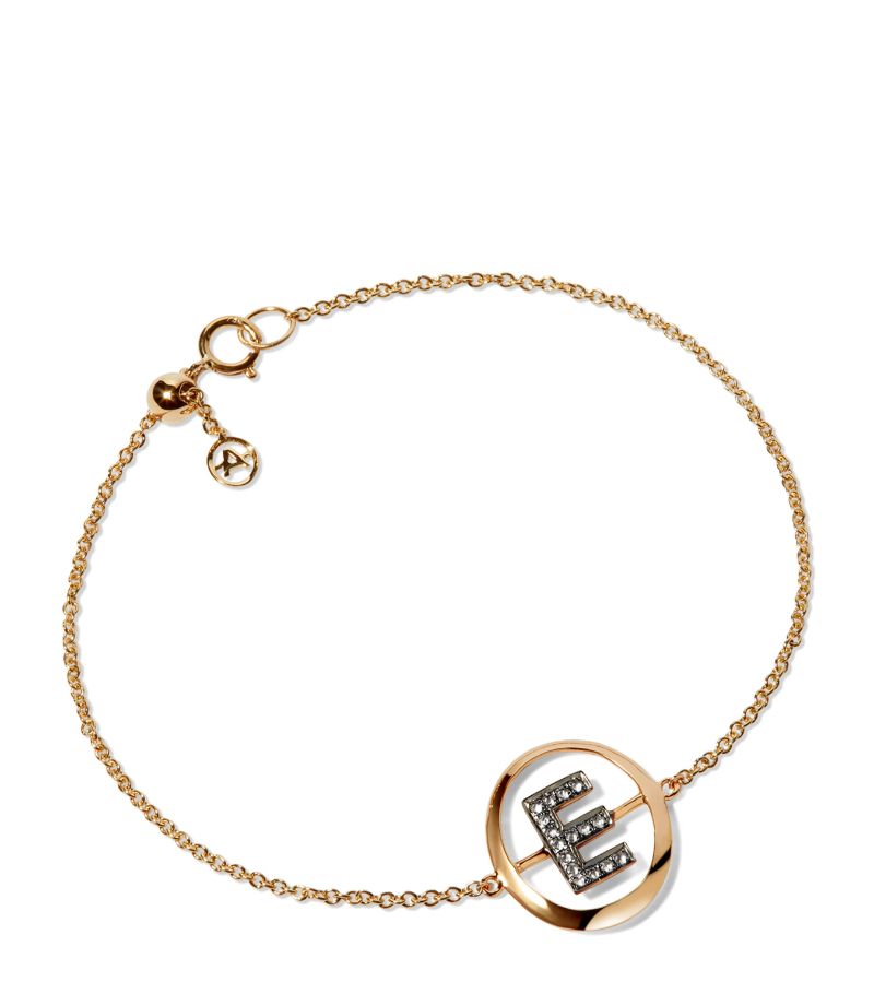 Annoushka Annoushka Yellow Gold And Diamond Initial E Bracelet